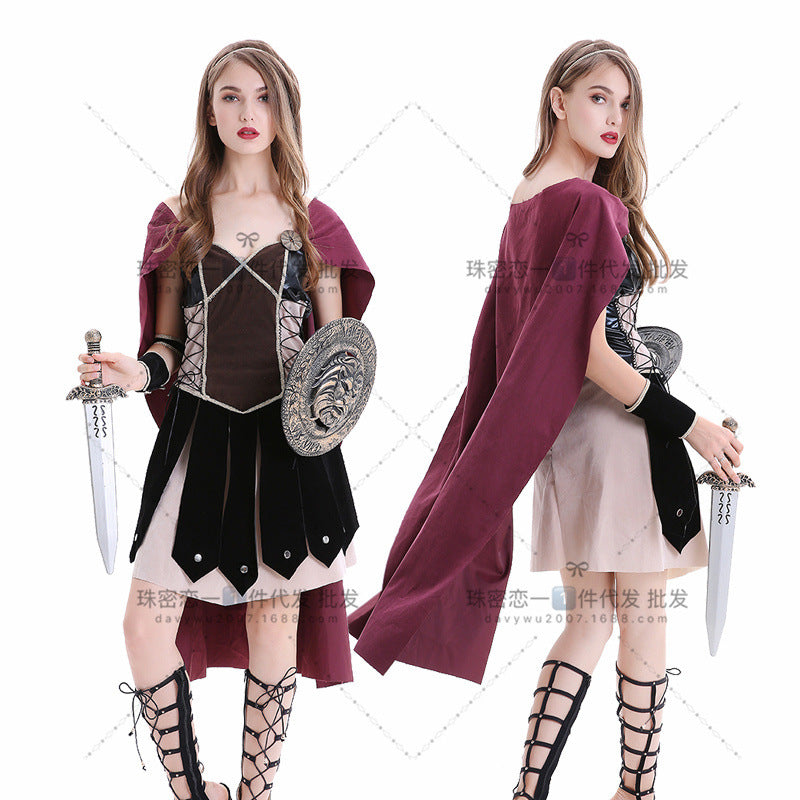 Halloween Costume Parent-Child Unisex Adult and Kids Spartans Cosplay Performance Outfit Roman Gladiators Clothing