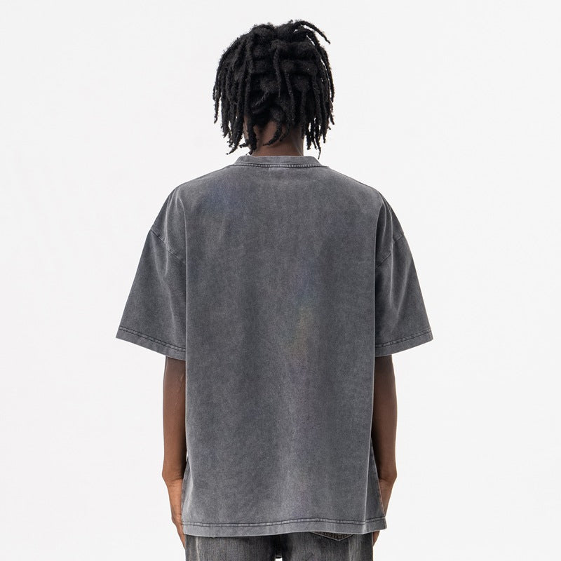 Men's Clothing Kids Washed Print Short Sleeve T-Shirt