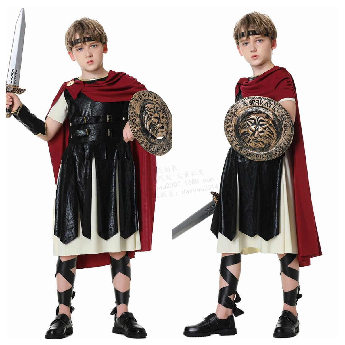 Halloween Costume Parent-Child Unisex Adult and Kids Spartans Cosplay Performance Outfit Roman Gladiators Clothing