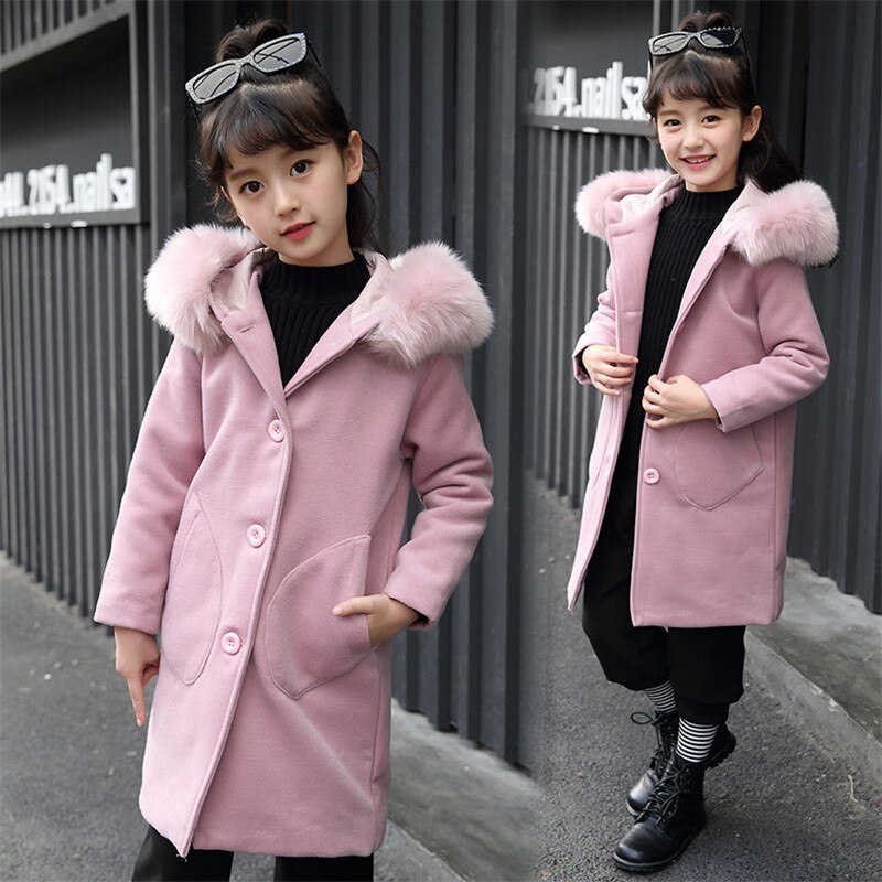 Girls Long Sleeve Hoode clothing Windbreaker spring autumn Winter clothes wool Coat Kids jacket Wedding Outwear parka