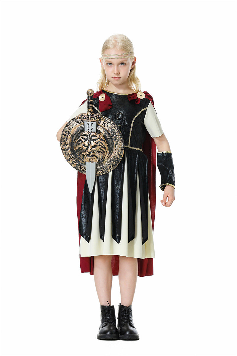 Halloween Costume Parent-Child Unisex Adult and Kids Spartans Cosplay Performance Outfit Roman Gladiators Clothing