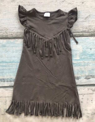 baby girls spring summer solid Tassels cotton dress boutique all-match clothing kids wear fringe multi color mint hot sale