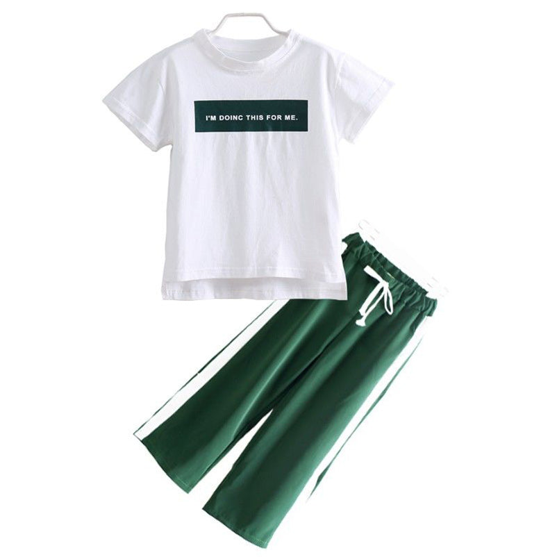 Girls Clothing Sets Summer Short Sleeve T-Shirt+Pants 2 Pcs Kids Outwear Children Clothes Suits