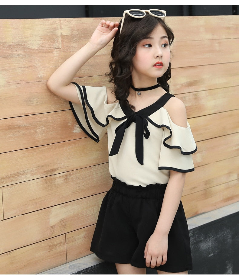 Kids Letter Crop Tank Tops Legging Two Pieces Set For Girls Summer Style Teenage Girl Hip Hop Clothing 4 6 8 10 12 14Years