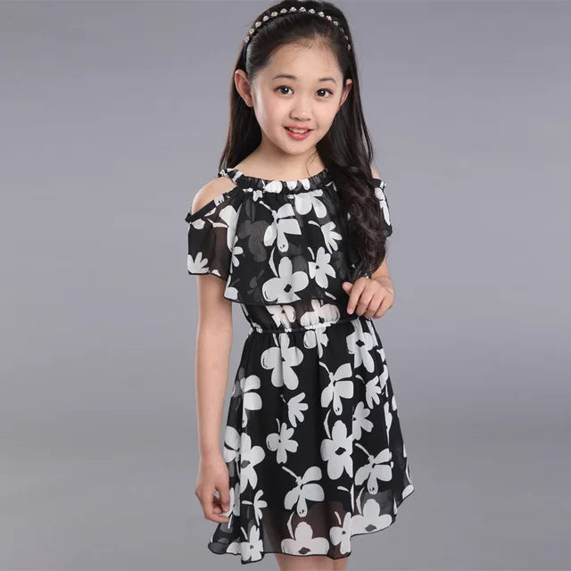 Teenage Girl Dresses Summer Children's Clothing Kids Flower Dress Chiffon Princess Dresses For Age 7 8 9 10 11 12 Years