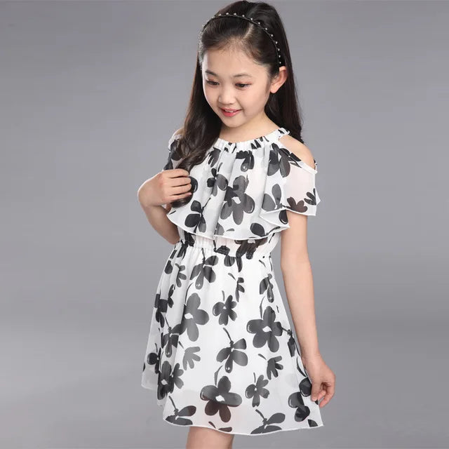 Teenage Girl Dresses Summer Children's Clothing Kids Flower Dress Chiffon Princess Dresses For Age 7 8 9 10 11 12 Years